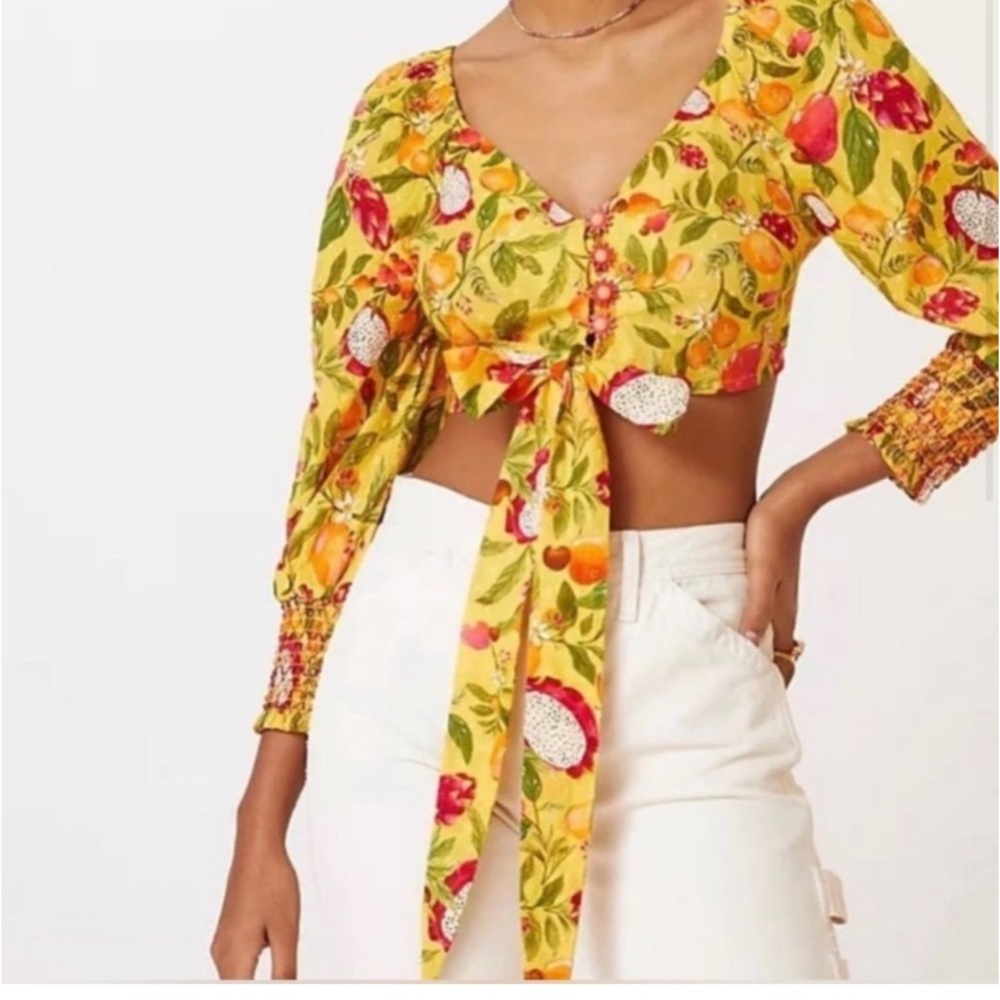FARM Rio Anthropologie Tie-waist Crop Top